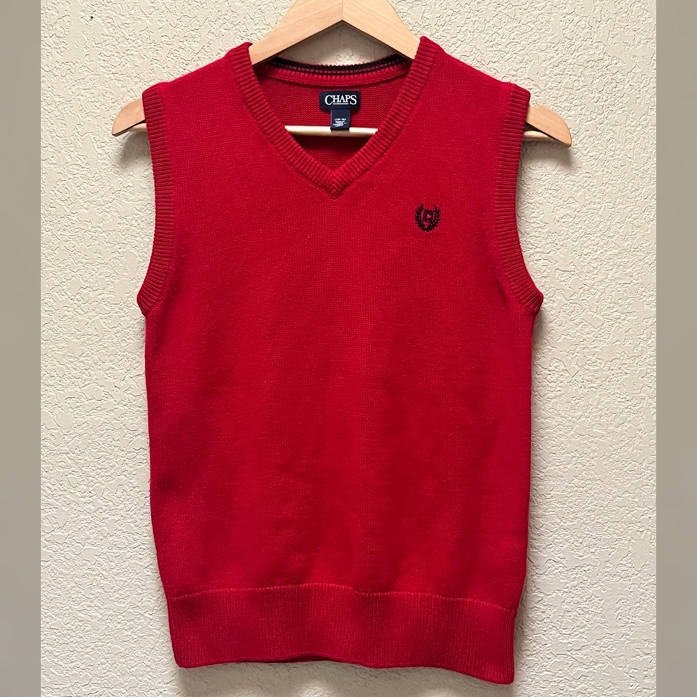 Chaps Red Sweater Vest Youth Boy Size Large (14/16)